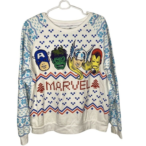 Marvel Sweaters - MARVEL COMICS Avengers Shirt Women Large Christmas Winter Thor Hulk Iron Man